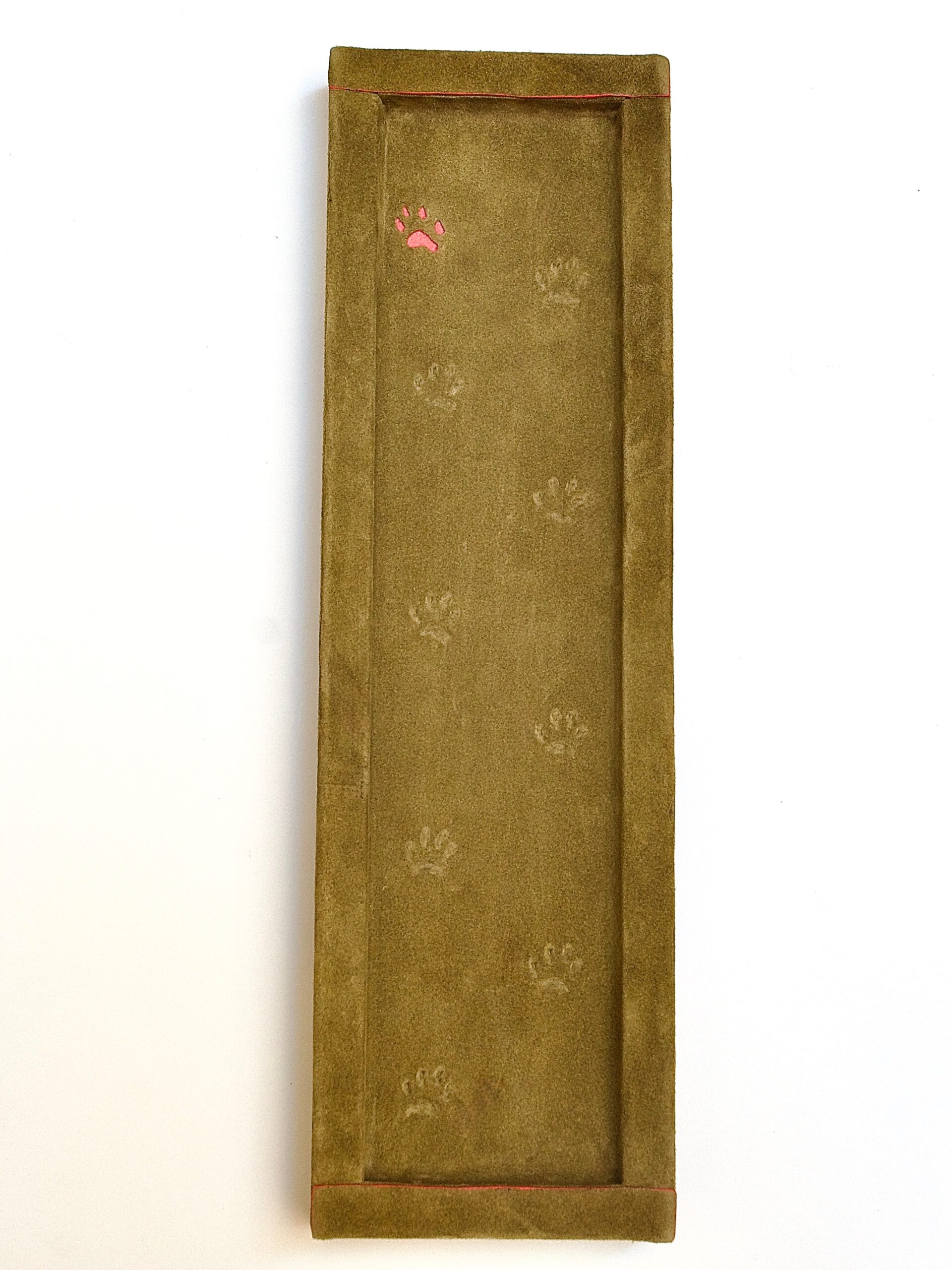 Promenoir en cuir nubuck olive, vue de dessus